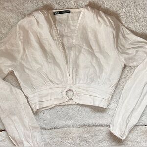 Cropped white blouse